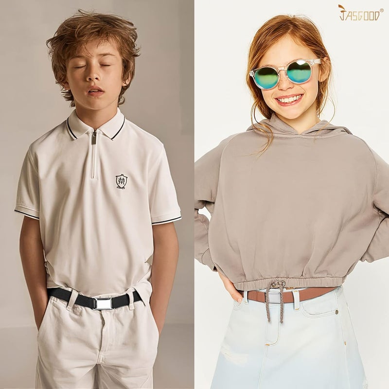 Jas. Good Kids Toddler Belt Elastic Stretch Adjustable Belt for Boys and Girls with Silver Square Buckle 2 Pack - Image 3